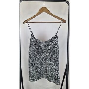 Nine West Black/White Animal Print Spaghetti Strap Camisole Top Adjustable XXL